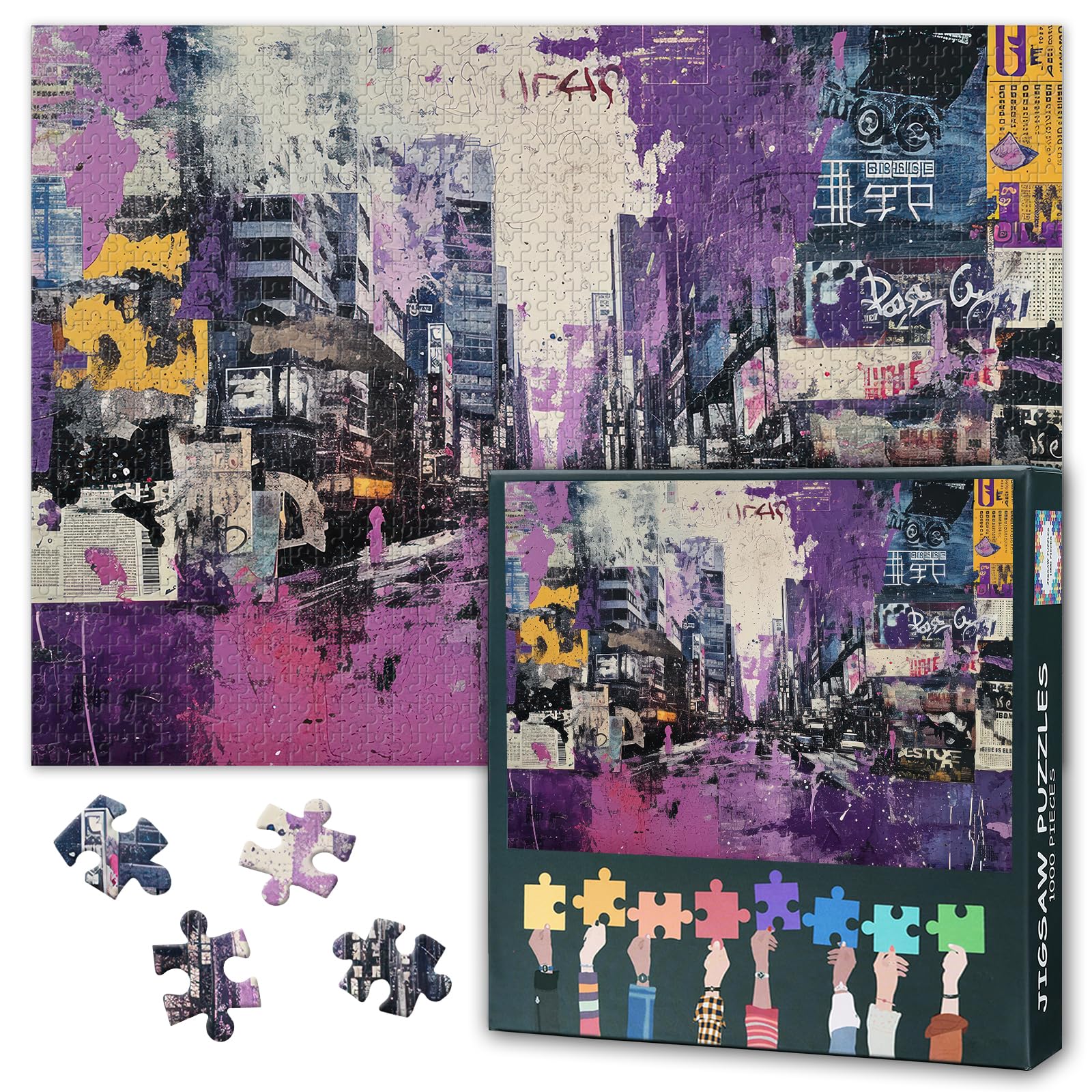 Cityscape Puzzles for Adults 1000 Pieces, Vintage Street Graffiti Jigsaw Puzzles, Adult Puzzle for Adults, Educational Fun Games or Toys for Elders Friends 20X27 INCH โ image 1
