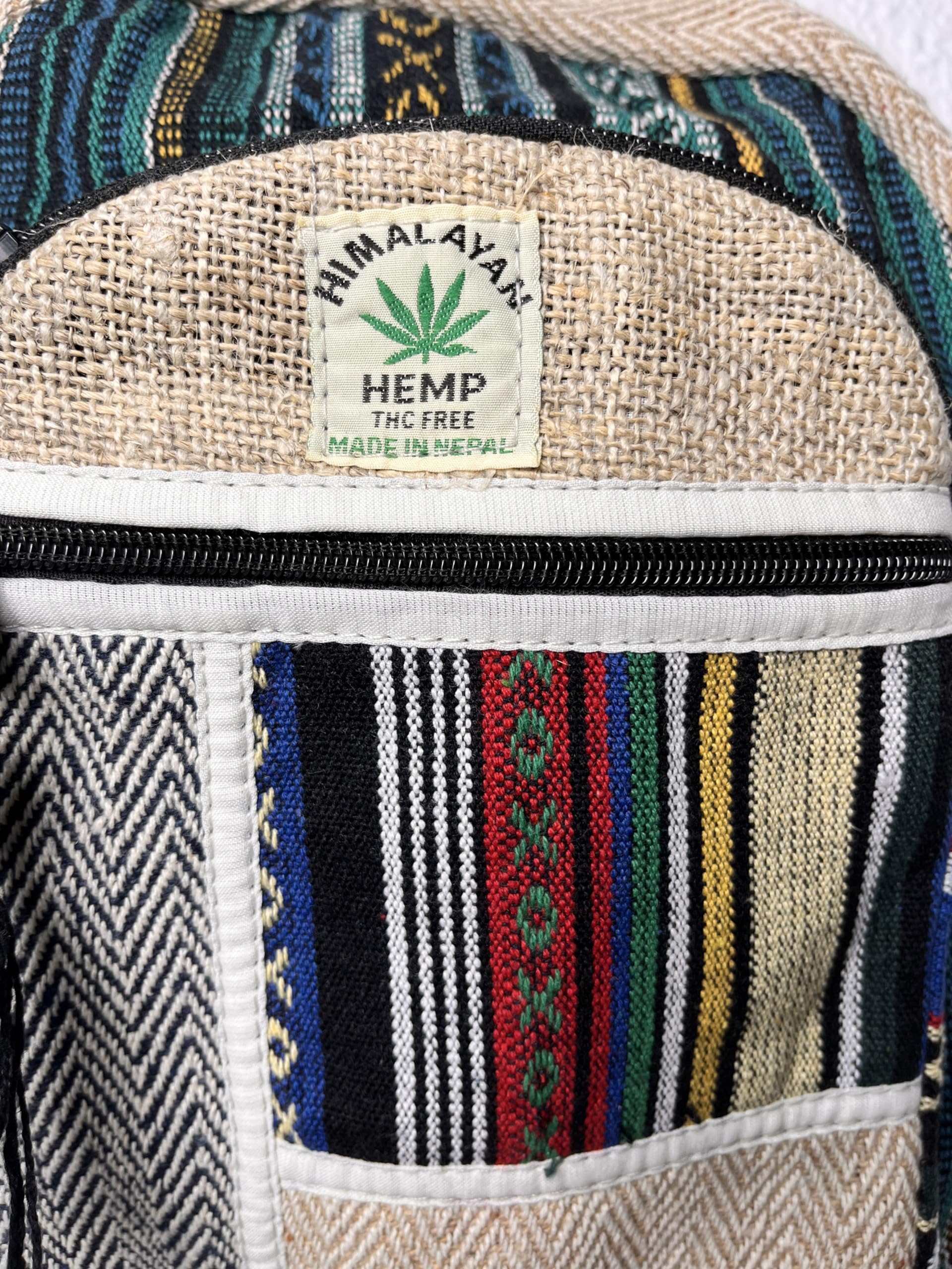 Mini Zaino Canapa e Cotone Stile Hippie Fatto a Mano in Nepal Multicolore