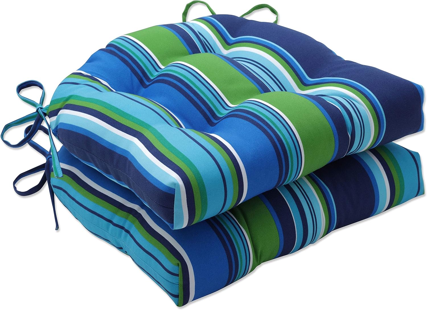 Pillow Perfect Stripe Indoor/Outdoor Chairpad with Ties