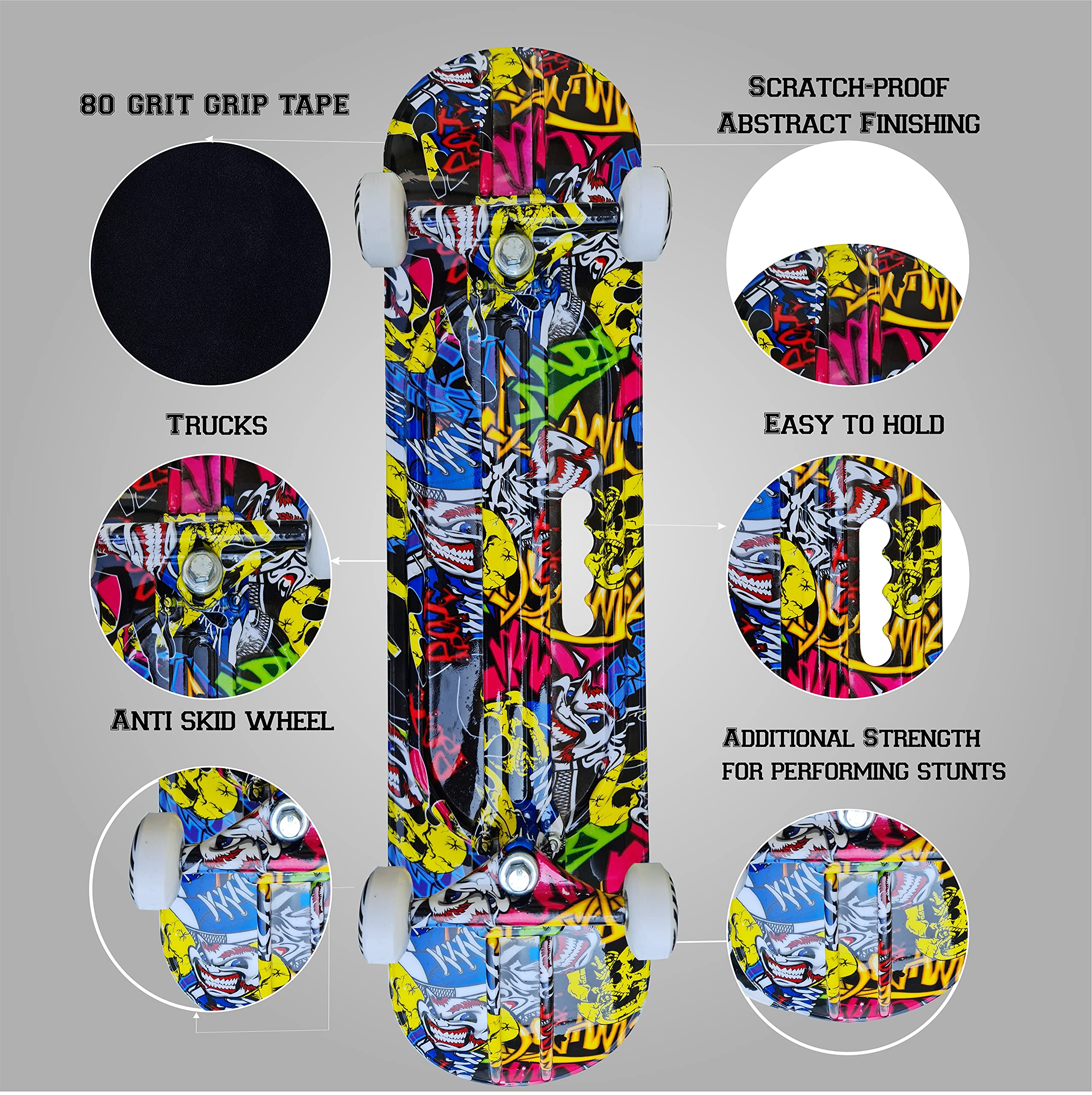 Jaspo Destructor No Mercy Fiber Skateboards 31"X8" Inches, Suitable For Age Group Above 8 Years (31"X8", No Mercy, Polyurethane, Multicolor) 2