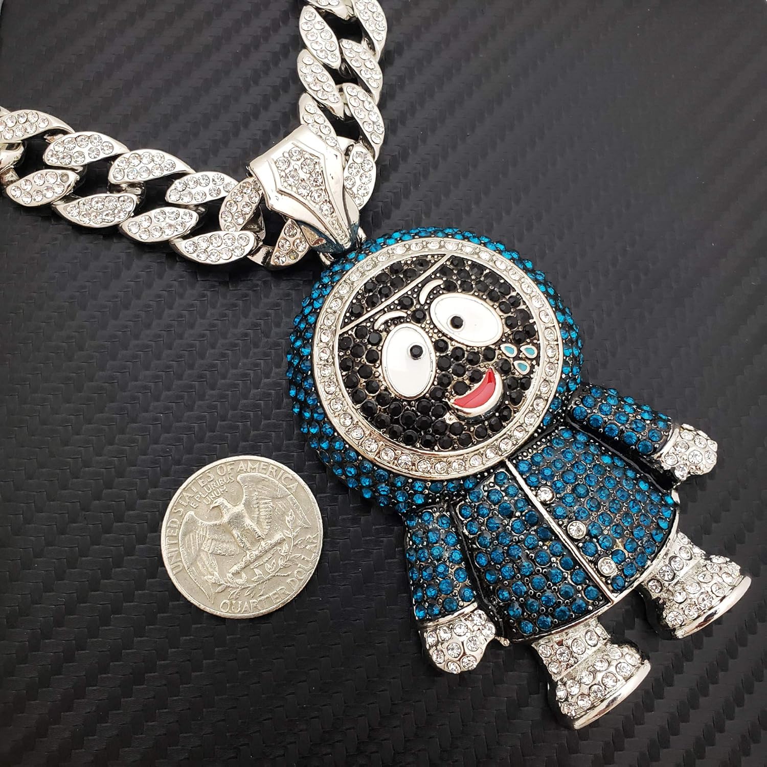 Hip Hop Iced Large BRICK SQUAD ESKIMO Pendant & 18" 1 ROW Tennis Choker Chain Necklace - Image 4