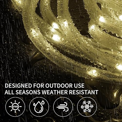 Miniatura 6 de Ainfox Cuerda de luces LED de 150 pies, tira de luces LED impermeables para exteriores con control remoto de 8 modos, 642 LED de 30 V, tubo de PVC