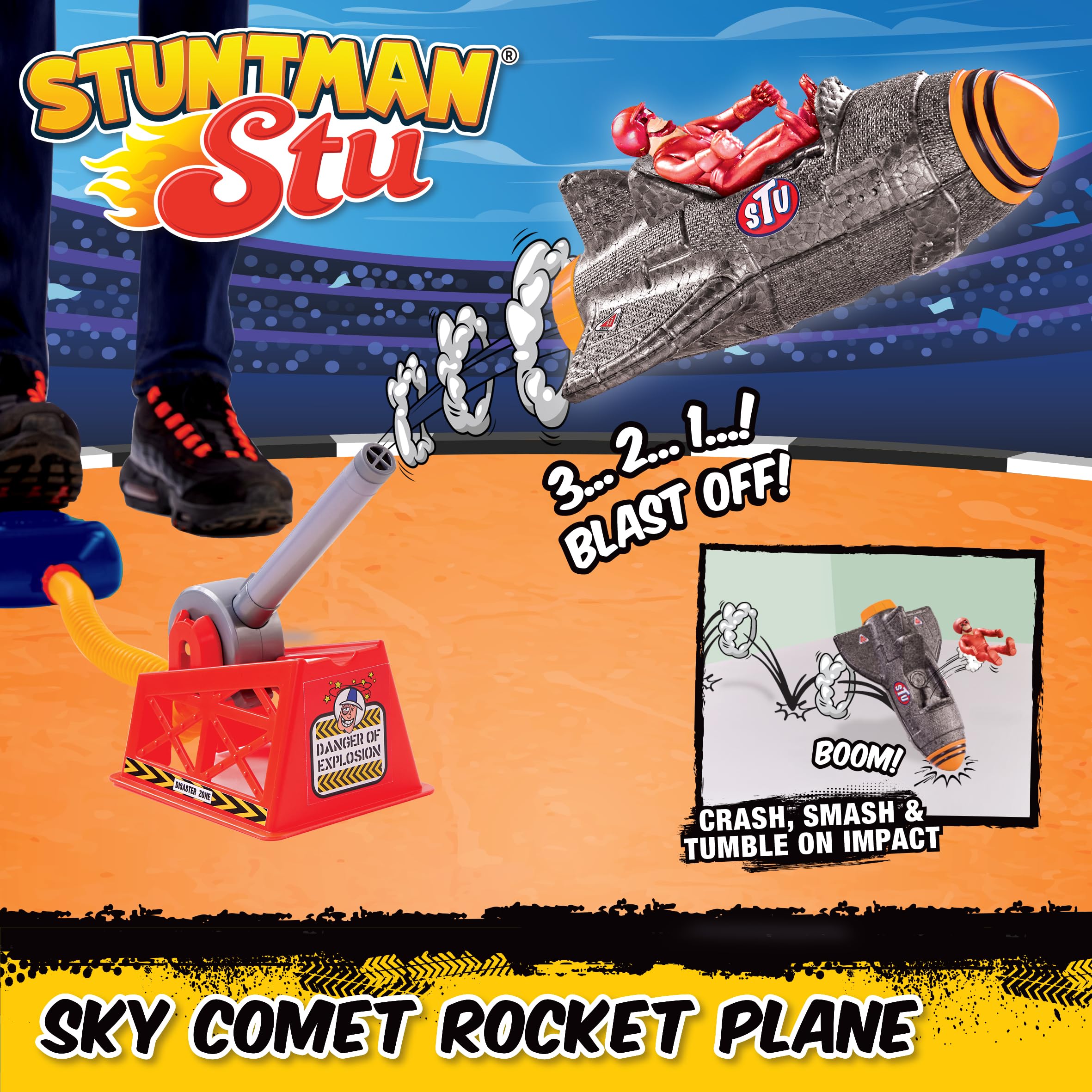 Stuntman Stu Sky Comet Rocket Plane Stomp and launch toy plane Create fun stunts at home Stuntman Stu Toys - Image 4