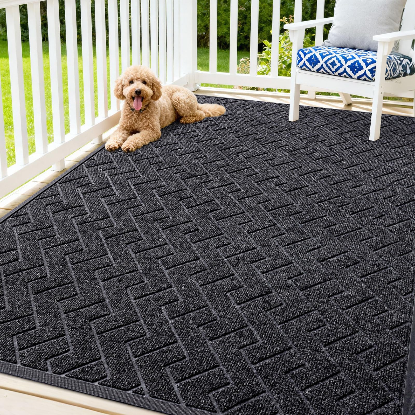 OLANLY Front Door Mat Outside 71x47, All-Season Absorbent Rubber Doormat | Grey, Heavy-Duty, Stain and Fade Resistant, Waterproof Non-Slip Backing, Low-Profile Indoor Outdoor Floor Mat for Entryway