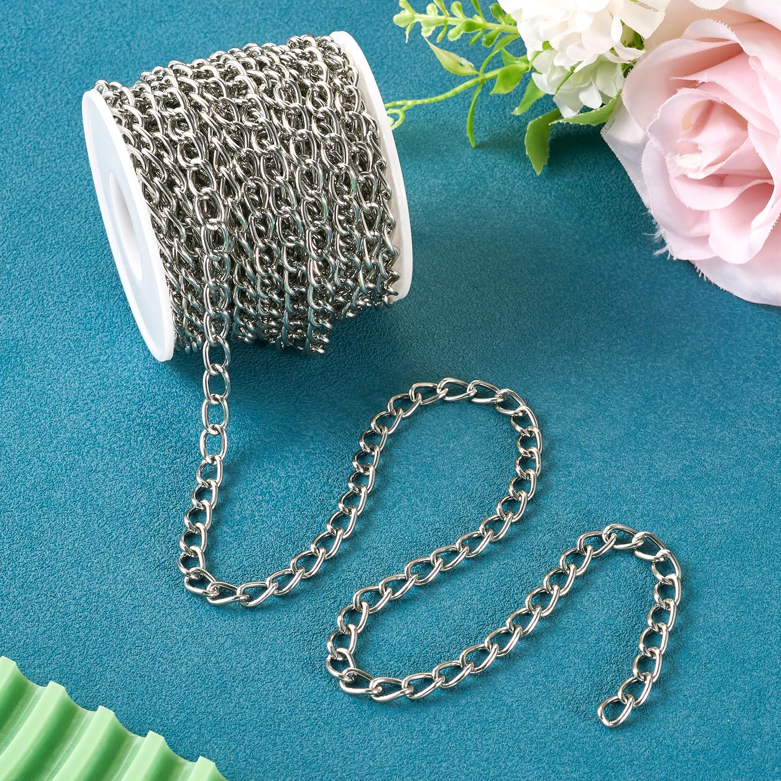 Amazon.com: Beadthoven 32.8ft Aluminium Curb Chain Roll 6mm Wide