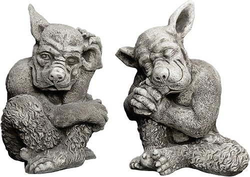 gartendekoparadies.de Torwächter Gargoyles Set, Steinfigur, Grau, Frostsicher au