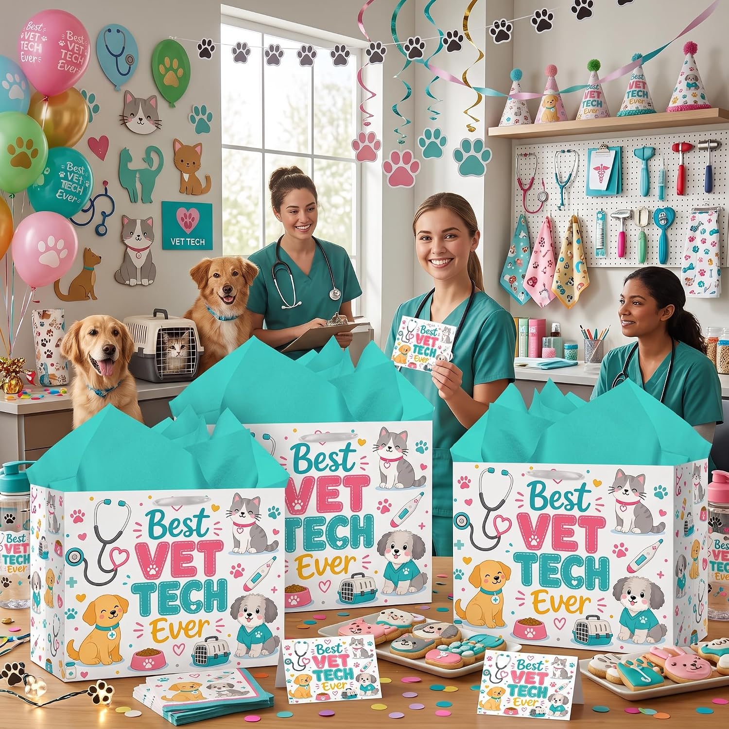 Vet Tech Gift Bag Set with Tissue Paper Card Veterinarian Gifts for Women image 2