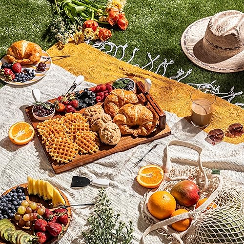 Vista 6 de SMIRLY Juego de Tablas de Charcutería - Juego de Tabla de Queso de Acacia Grande - Regalos de Inauguración de Casa Nueva, Regalo de Boda