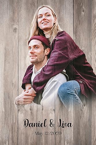 Awesometik Retrato personalizado de pintura fotográfica sobre impresión de madera Retrato de boda Regalo de boda Ilustración de boda Retrato de