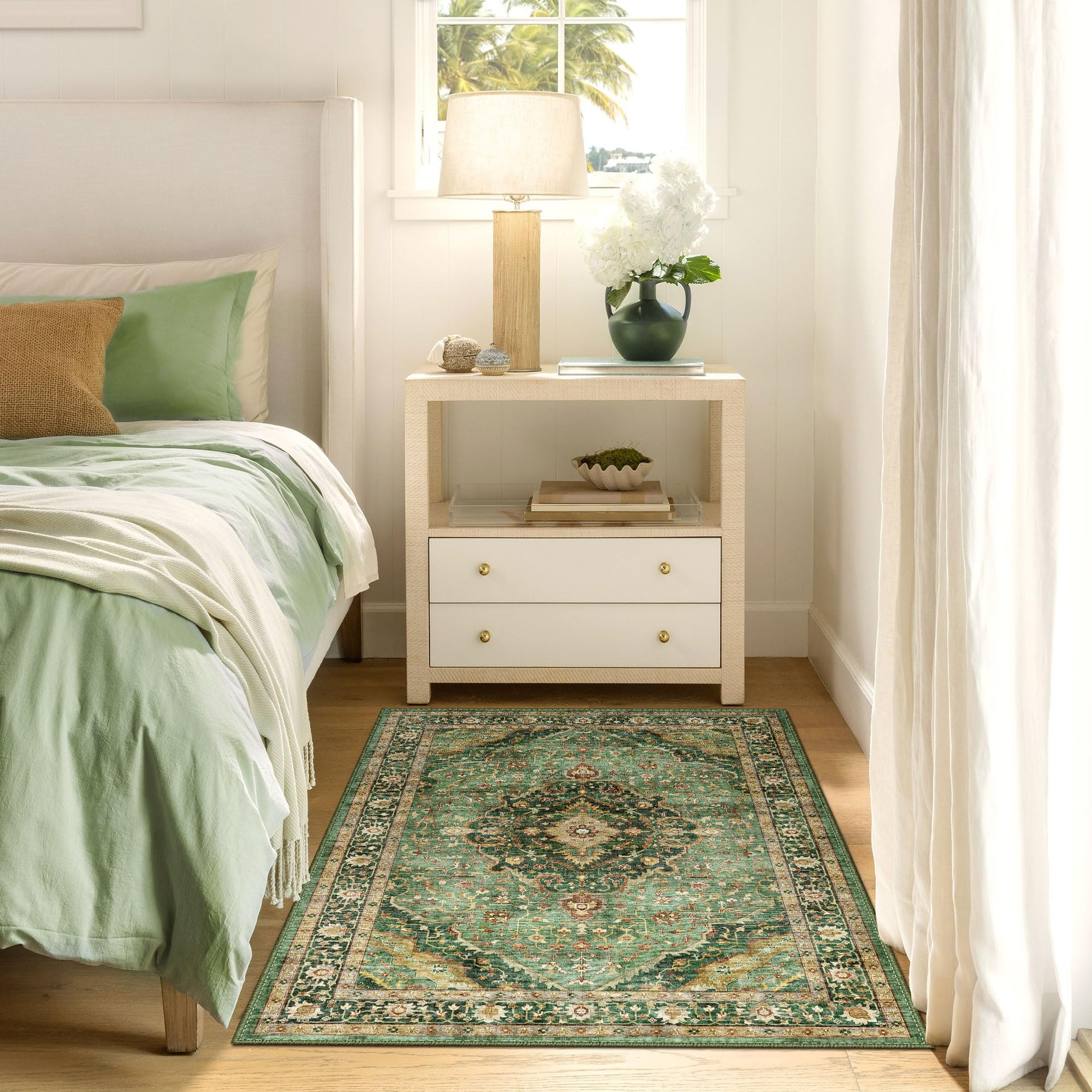 Amazon.com: Deerly Green Rug 3x5 Area Rug with Non-Slip Backing ...