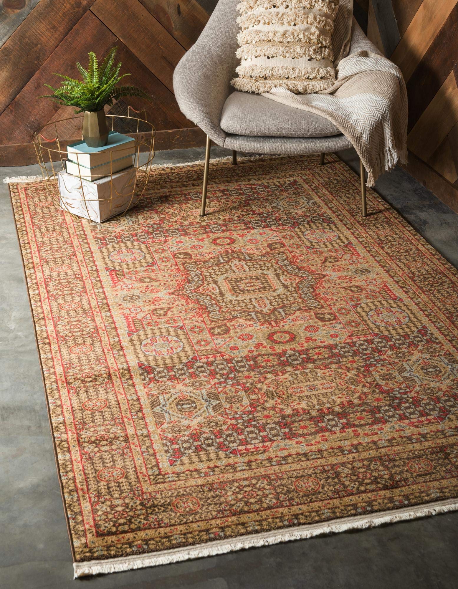 Rugs.com Amina Collection Rug – 3' 3 x 5' 3 Brown Flatweave Rug Perfect for Living Rooms, Large Dining Rooms, Open Floorplans