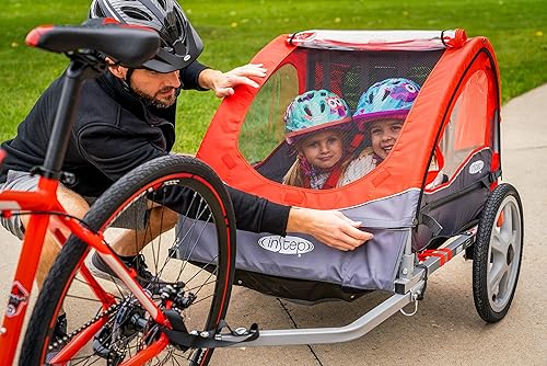 Miniatura 6 de InStep Take 2 or Sync Kids Bike Trailer, asiento individual o doble, acoplador universal, marco plegable, ruedas de liberación rápida, toldo