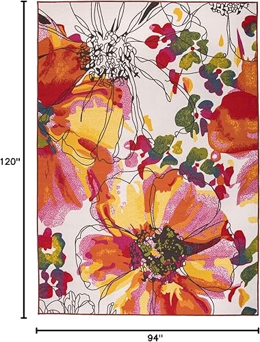 Miniatura 2 de Rugshop Alfombra antideslizante con flores brillantes modernas 8 x 10 (7' 10" x 10') Multi