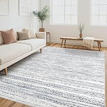 Tortania Area Rug Living Room Rugs- 6x9 Washable Large Soft Neutral Boho Moroccan Bohemian Farmhouse Rug Indoor Floor Carpet for Bedroom Under Dining Table Home Office Decor - Dark Blue