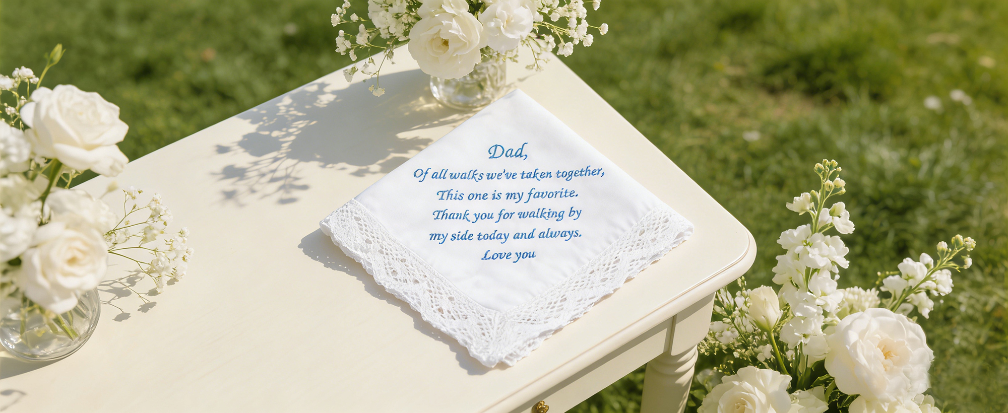 Wedding Handkerchiefs Something Blue for Bride, Mother Of The Bride Gifts Embroidered Lace Keepsake Bridal Hankies