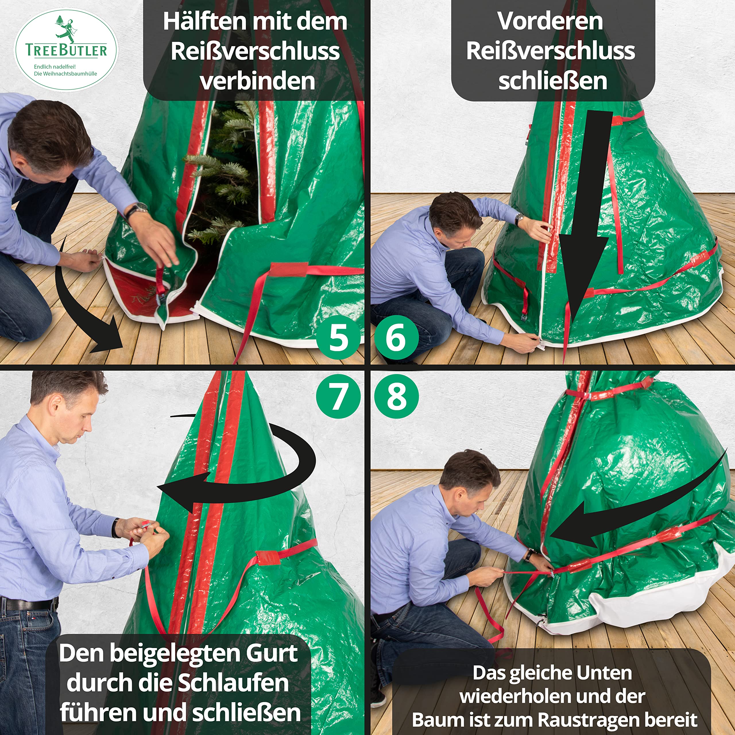 Classic – Weihnachtsbaumhülle für echte & künstliche Weihnachtsbäume bis 1,80 m | Sauberer Transport, einfache Entsorgung & Aufbewahrung | Wiederverwendbar & robust