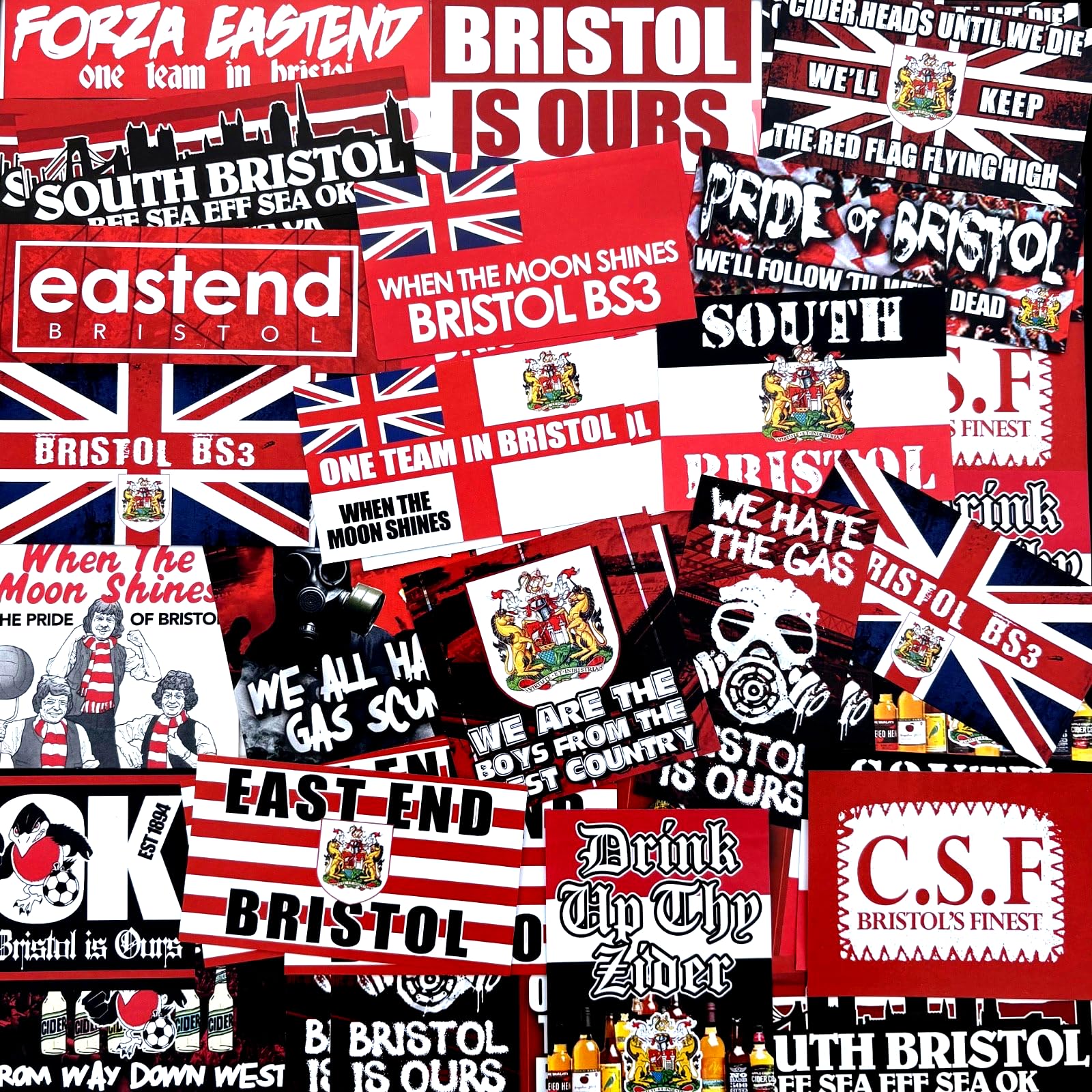 100 x Stickers for Bristol City Fans - Inspired by BCFC Ultras East End Scarf Flags Banners