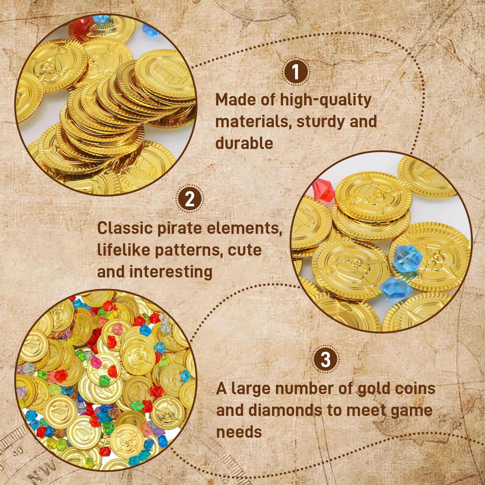 JOYIN 288 stuks piraten gouden munten en piraat edelstenen sieraden speelset pack party gunst. (144 munten 144 edelstenen JOYIN 288 stuks piraten gouden munten en piraat edelstenen sieraden speelset pack party gunst. (144 munten 144 edelstenen
