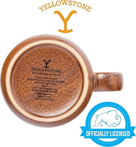 Vista 90 de Silver Buffalo Yellowstone Dutton Ranch Montana - Taza de cerámica de campamento con esmalte reactivo, 20 onzas