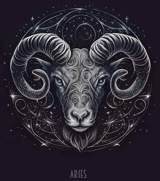 Aries, Horoscope, Zodiac Signs, Astrology, Birthday, Iron On Heat Transfer, T-Shirt Iron On, DYI Iron On Transfer #7 (Aries, Dark Color Fabric Transfer)