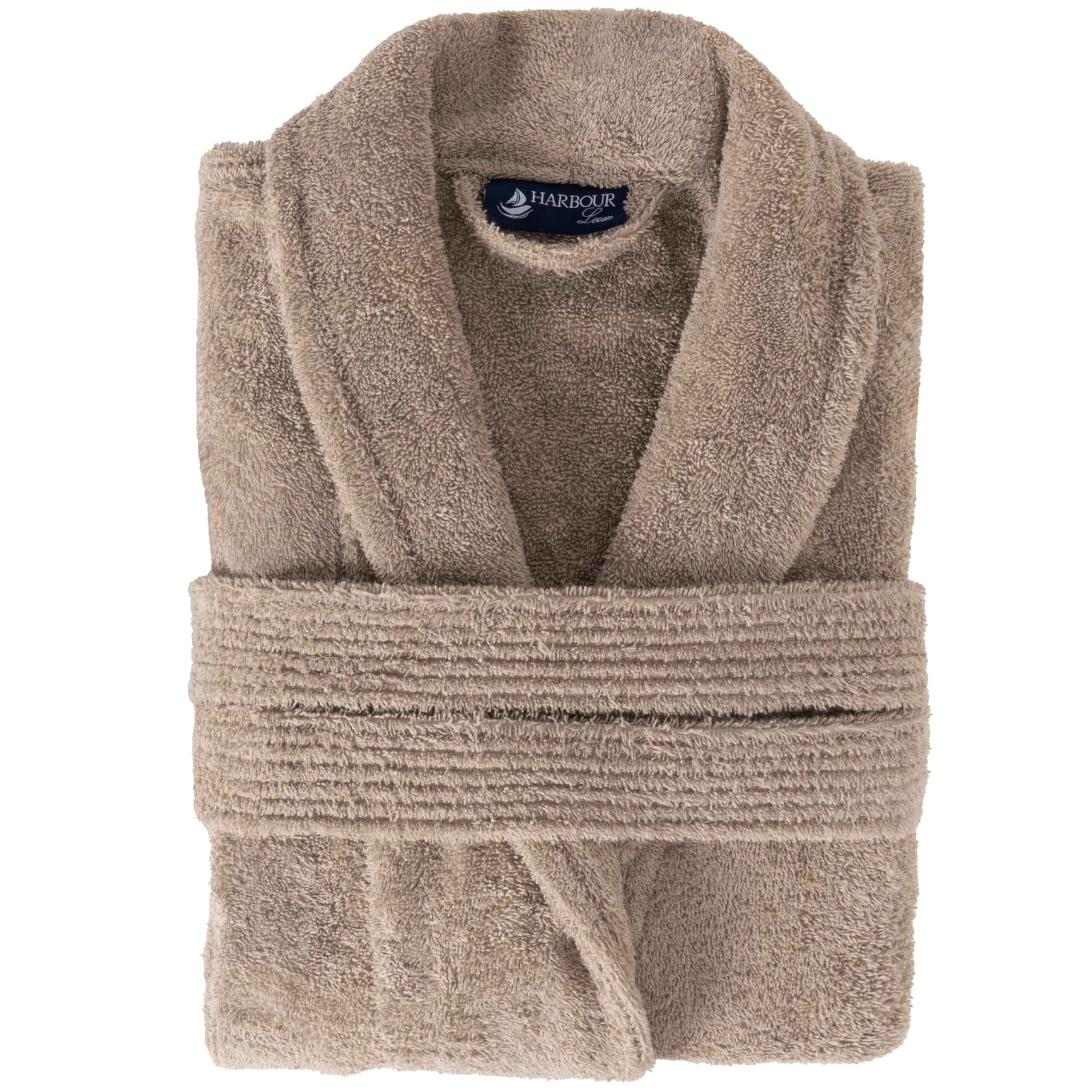 Women's Turkish Cotton Terry Bathrobe, Shawl Collar Heavyweight terry that softens with washing. Comfortable generous cut for lounging, sauna, travel, and guest stays.
