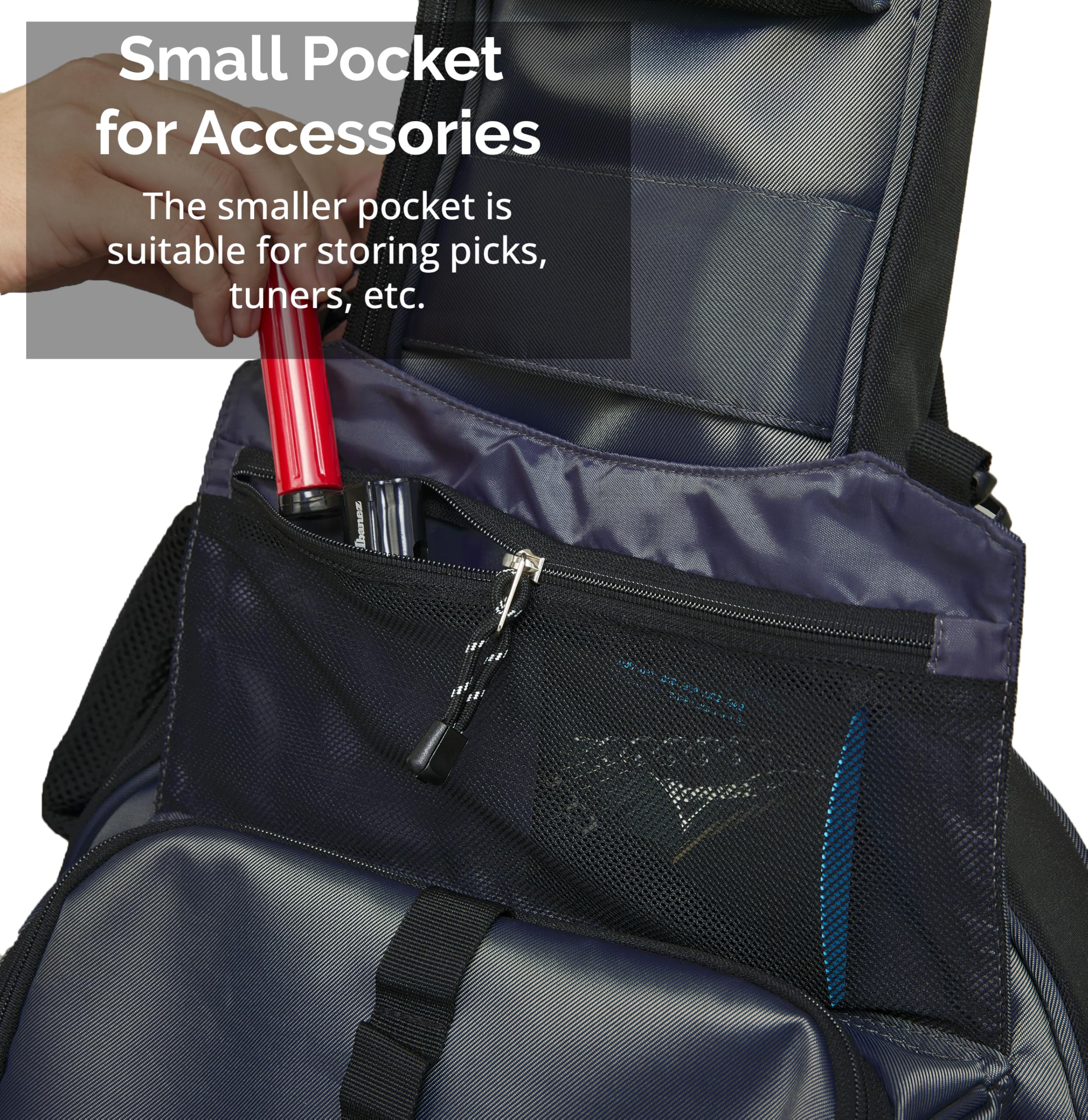Ibanez IGB651-NB Powerpad Funda de Transporte para Guitarra Eléctrica - Funda Blanda Ligera Acolchada con Pared Lateral de protección, Bolsillos para Accesorios y Correas de Mochila Cómodas