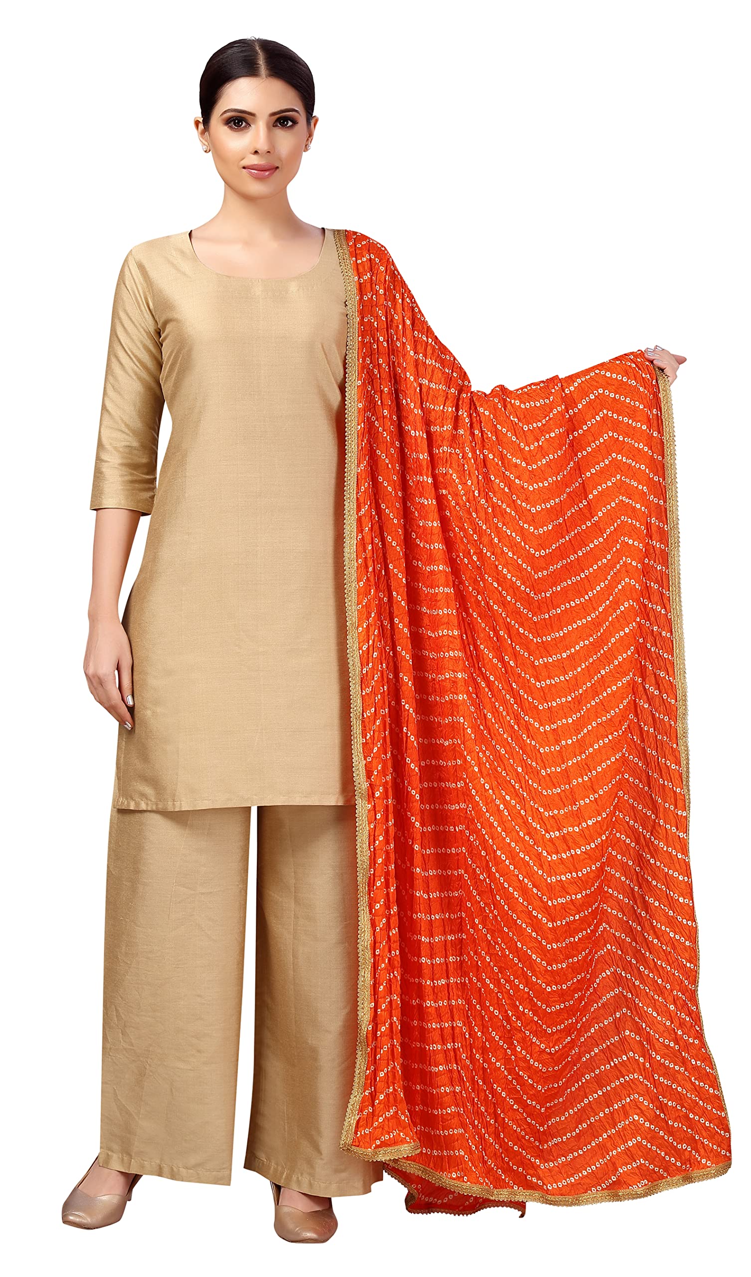 studio shringaar Women's Vegan Silk Bandhni Dupatta (42" X 2.5 Meters)-picture-11