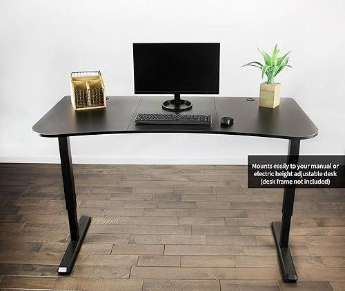 Miniatura 2 de VIVO DESK-TOP1B - Mesa universal de 63 x 32 pulgadas para marcos de escritorio estándar y sentados a pie, altura ajustable, para el hogar y la