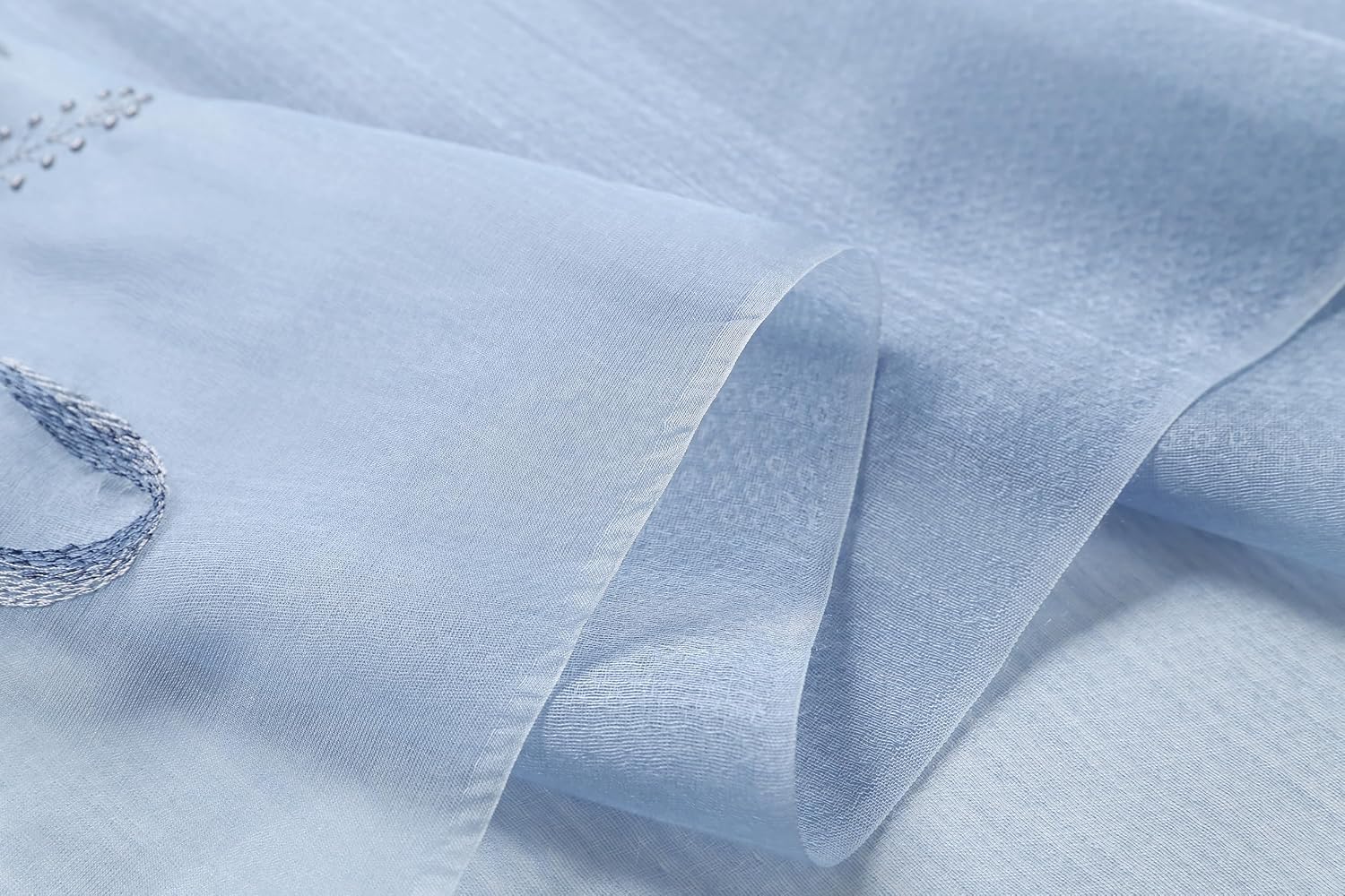 Jeelow Women's Silk Wool Scarf Shawl - Lightweight Floral Embroidered Wrap for Wedding, Party, Prom Fashion Accessory - Image 6