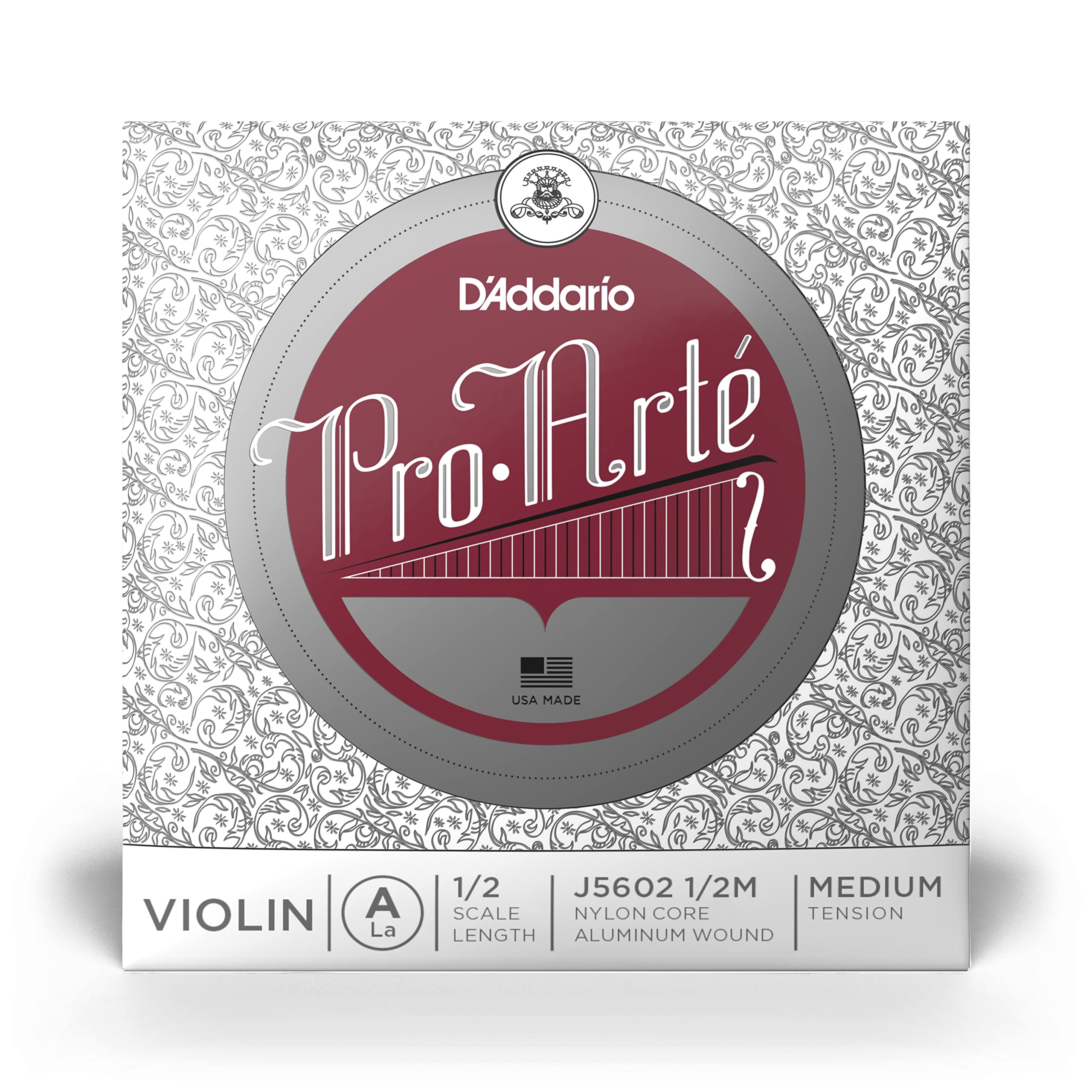 D'Addario Pro-Arte Violin Single A String, 1/2 Scale, Medium Tension