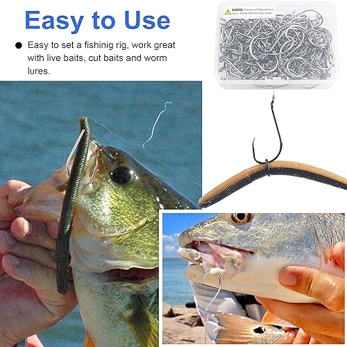 Miniatura 6 de Ganchos de pesca compensados con pico de pulpo  110 ganchos de pesca con punto de desplazamiento circular de acero de alto carbono para pesca con