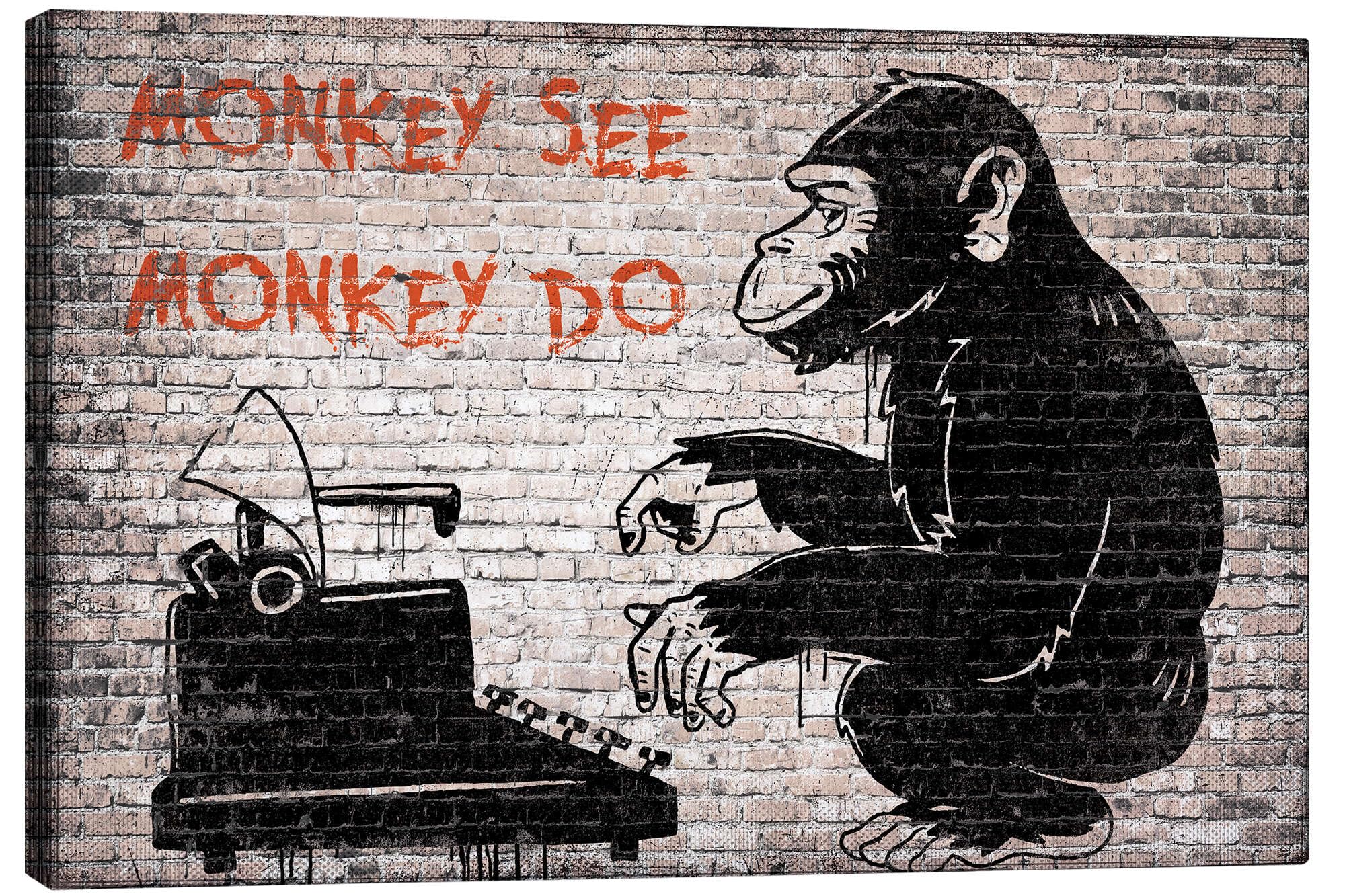 Posterlounge Banksy - Monkey See Monkey Do Lienzo
