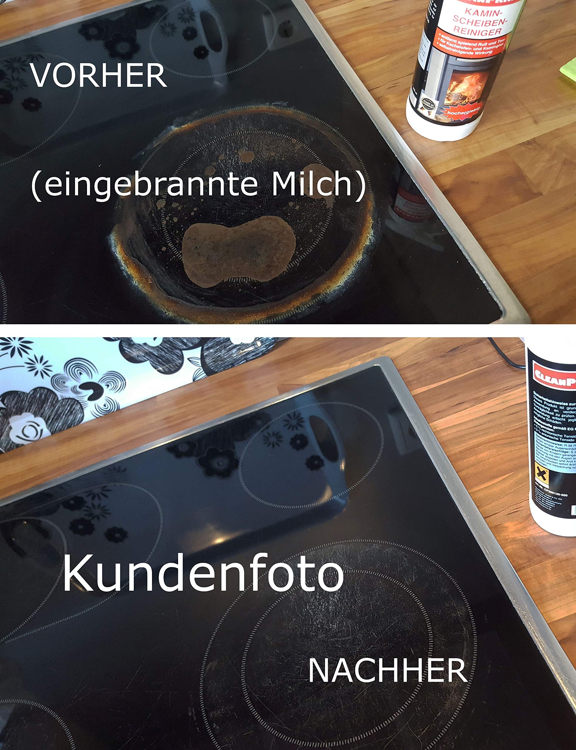 Kaminscheibenreiniger 5,5 Liter | Kaminscheiben-Reiniger Spray blau Kamin- und Ofenglas | 0,5 L Sprayflasche mit 5 L Nachfüllkanister