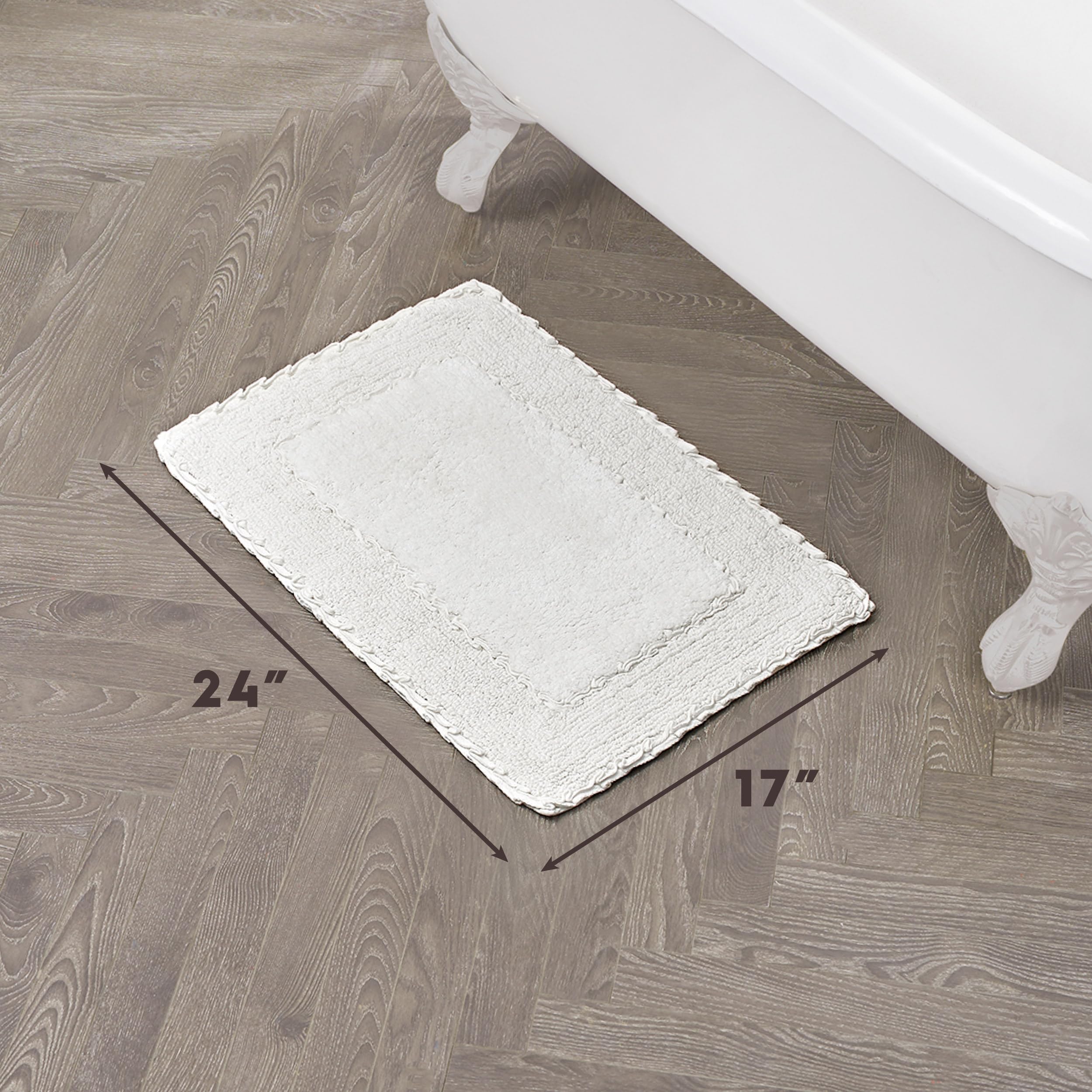 Amazon.com: Laura Ashley Ruffle Border 100% Cotton Bath Rug, White