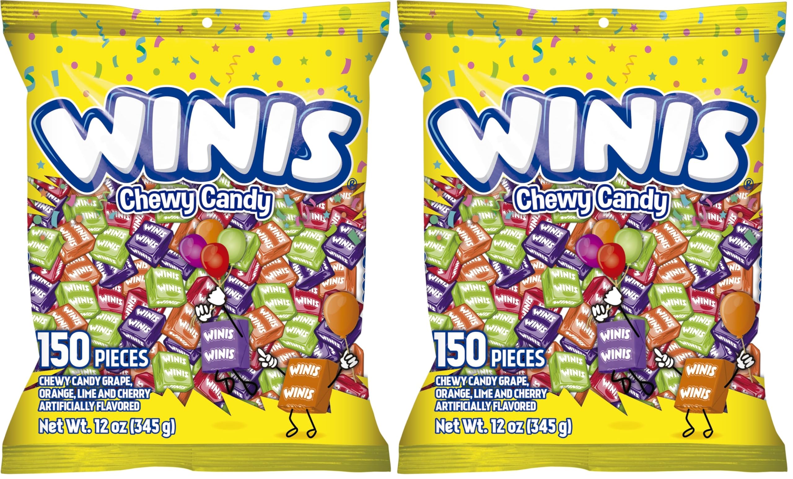 Winis Chewy Candy Original Variety Bag - Taffy Candies 150 individually wrapped pieces- Sharing Size 12 Oz -| Easter Day Candy Variety Bag (Pack of 2)