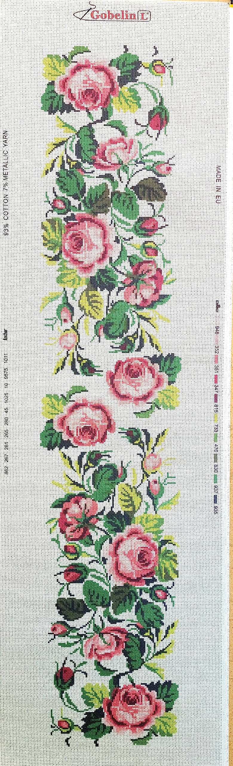 Gobelinl - Arazzo in tela dipinta con ricamo, da tavolo, 40,6 x 137,2 x 33,24 cm