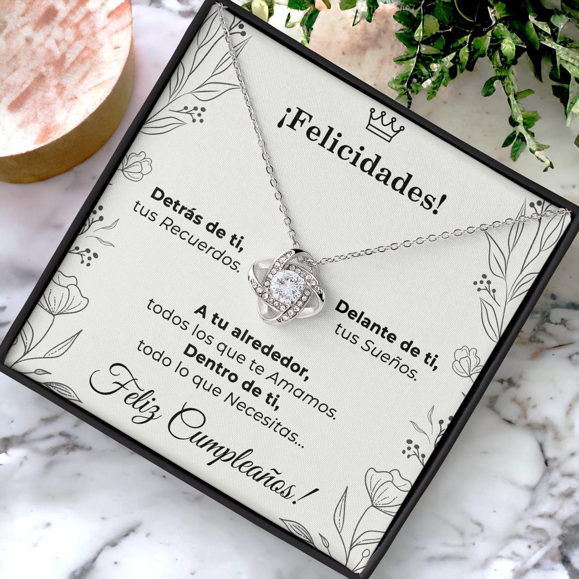 Regalo Cumpleaños Mujer, Collar de Plata, Regalo 40, 50, 60 Años Mujer, Colgante y Tarjeta Dedicatoria, Regalos Originales de Cumpleaños, Hermana, Mama, Amiga