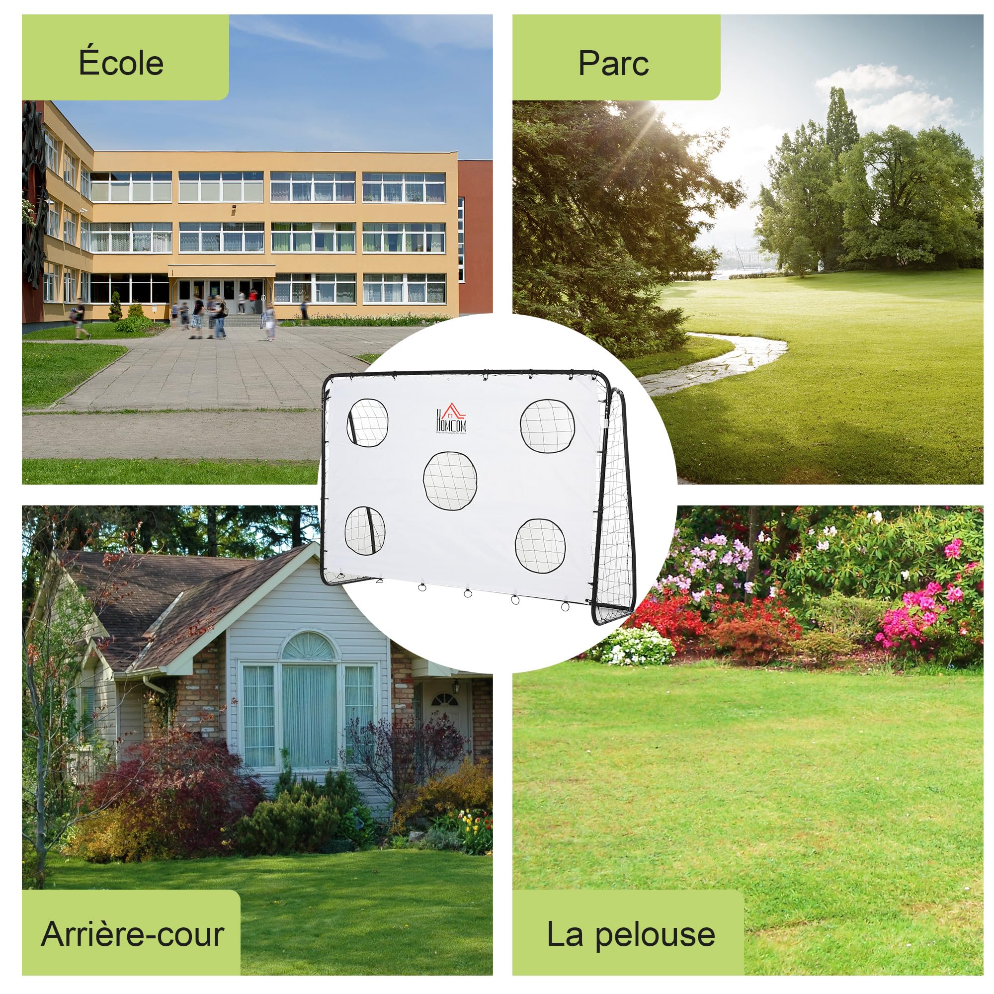 HOMCOM But de Football 2 en 1 avec Cible de Tir, Cage de Foot Exterieur 240 x 88 x 174 cm Blanc