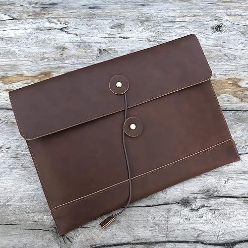 Vista 17 de Vintage pu Leather 13.5" Certificate File Sleeve Case Business Manila Clutch Envelope Bag Office Documents Folder (Army Green)