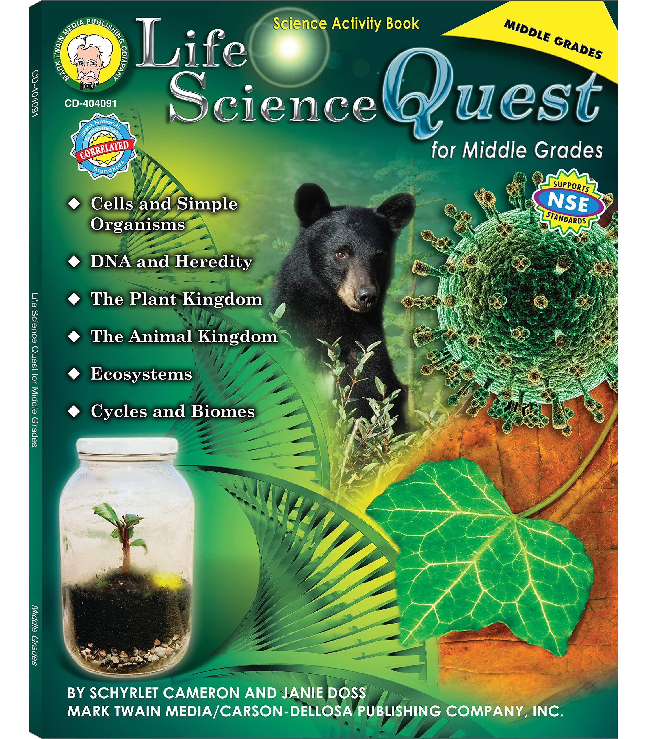 Mark Twain Life Science Quest Workbook, Middle Grade Books Covering DNA, Plants, Animals, Ecosystems, and more Biology, Classroom or Homeschool Curriculum