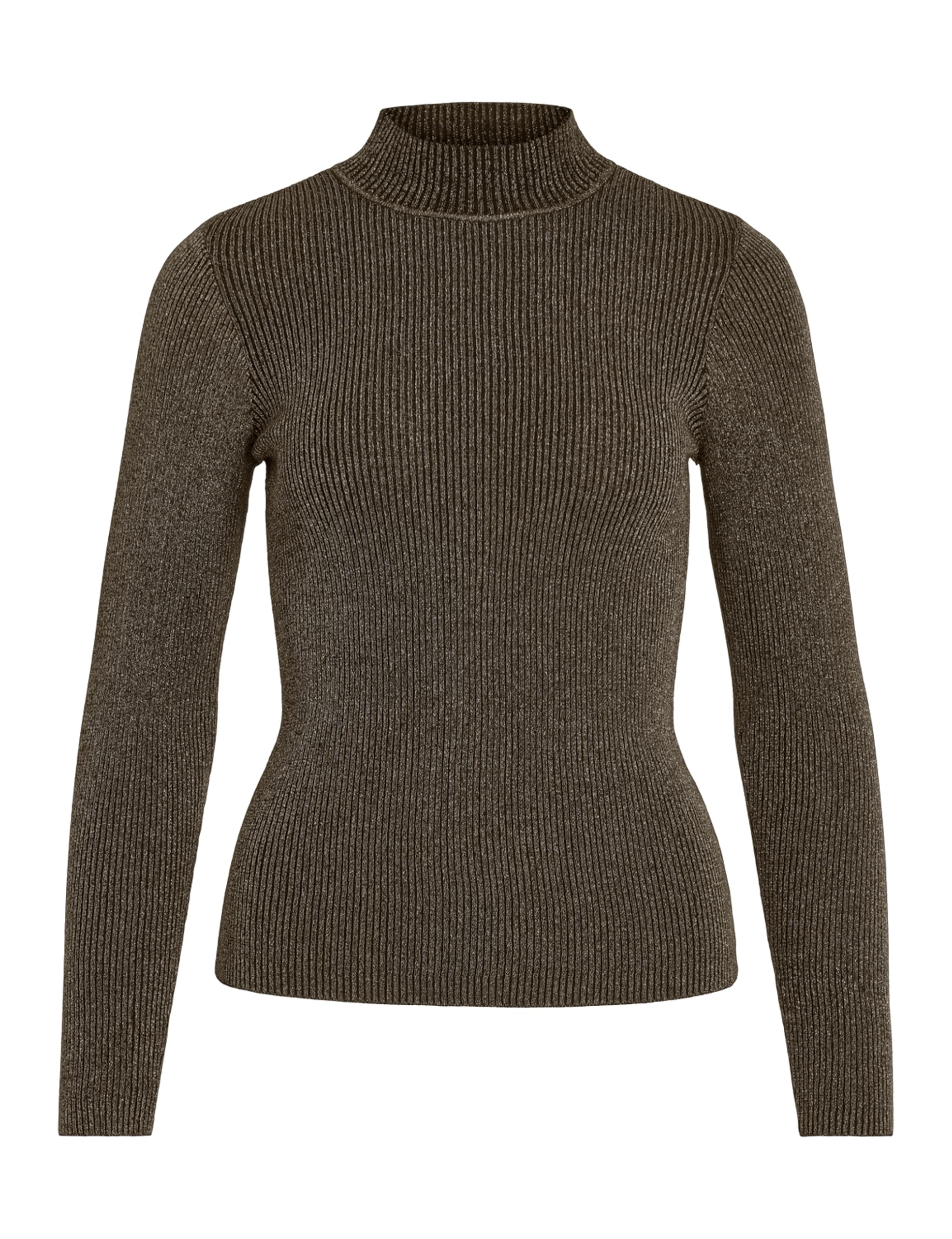 Vila Women's Vijosie Highneck L/S Glitter Knit Top/Tb, Black Beauty, L