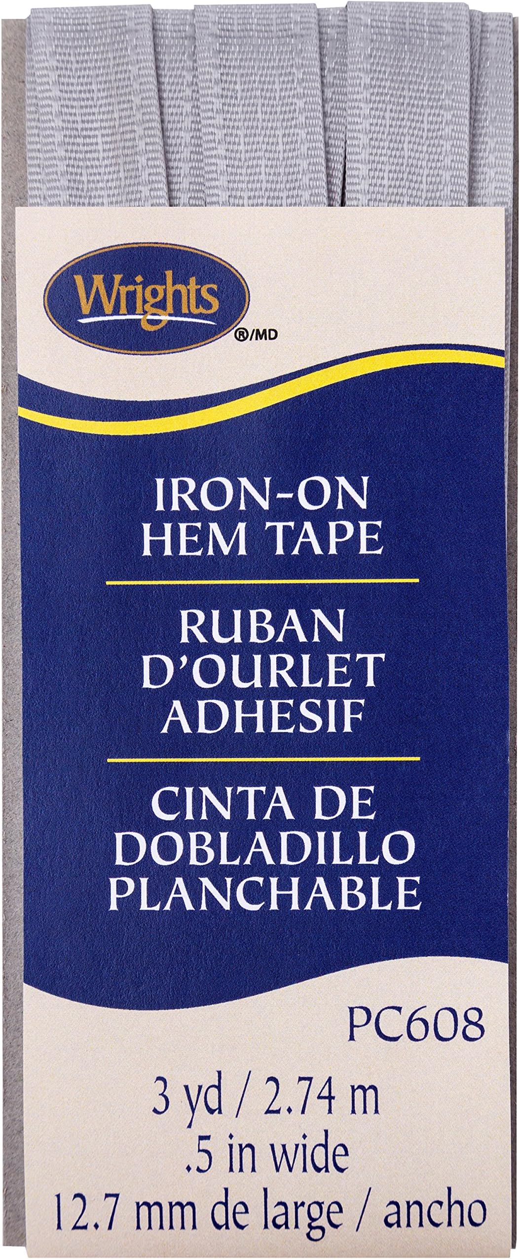 WrightsSilver Iron-On Hem Tape 1/2" X3yd, 1 Count (Pack of 1)