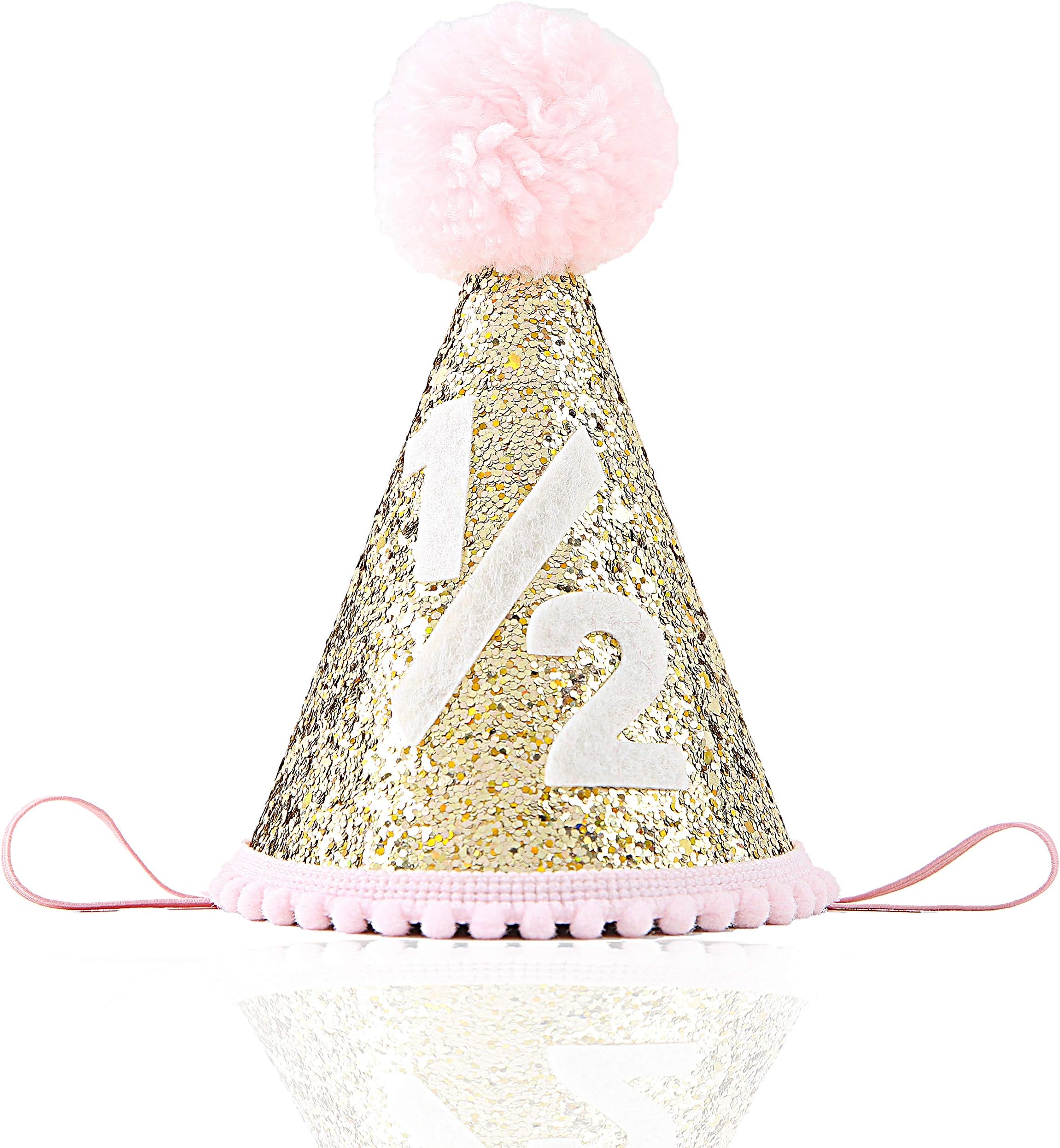WAOUH Half Birthday Crown Hat - Mini Cake Smash Photo Prop for Baby's 6 Month Milestone, Party Hats for Kids (Baby Girl)