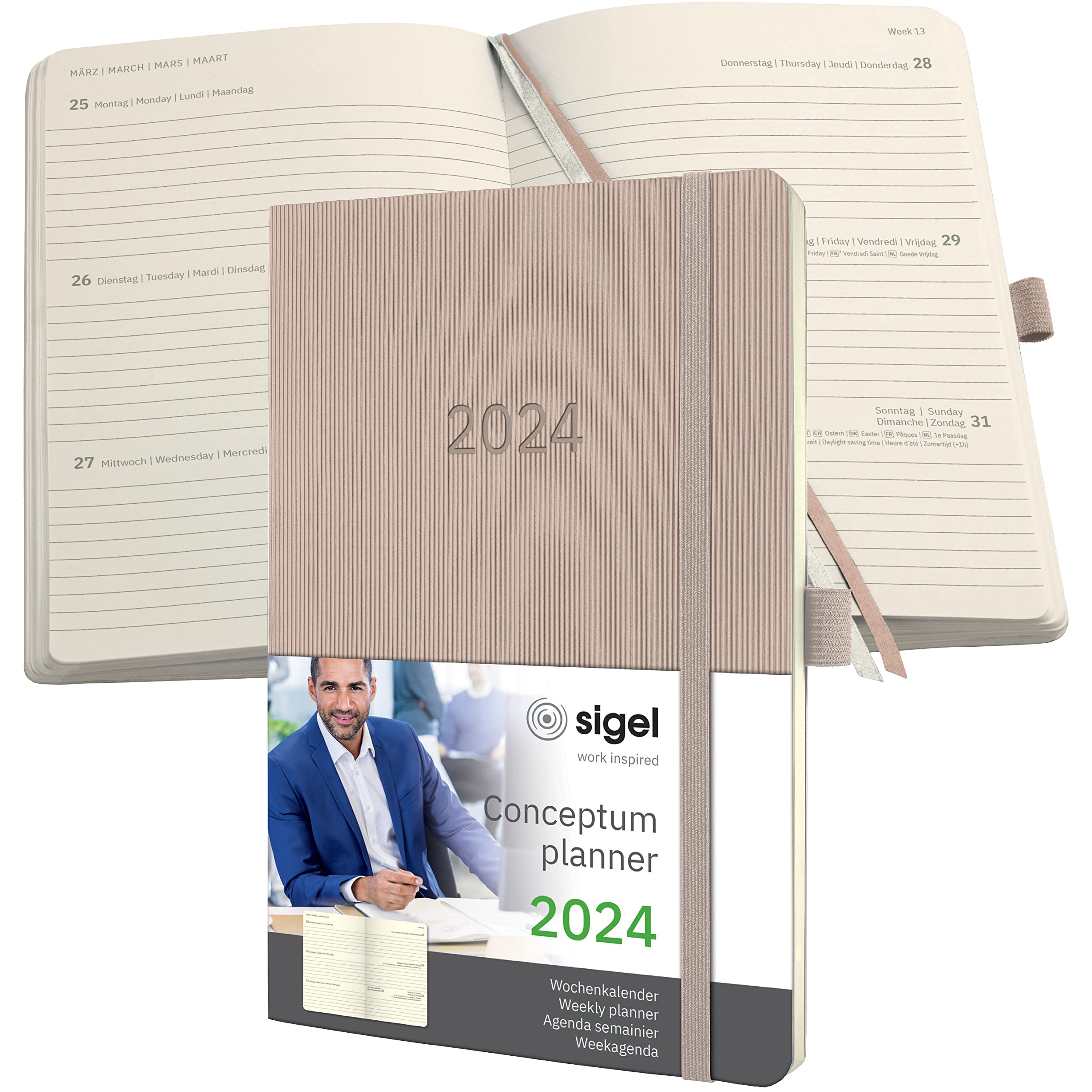 SIGEL C2430 Conceptum Weekly planner 2024, approx. A5, taupe, softcover, 2 pages equal to 1 week, 192 pages