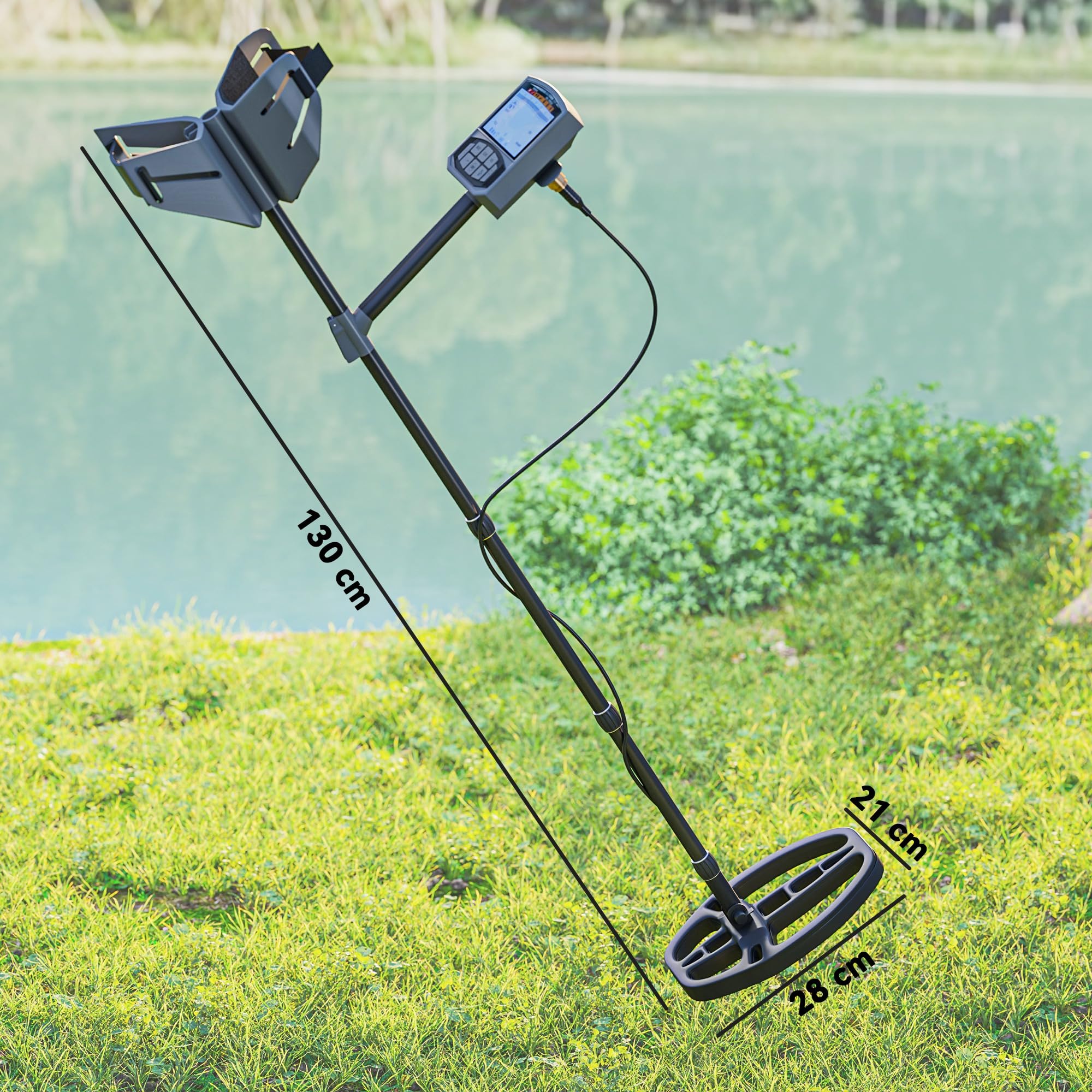 Outsunny Wykrywacz metali 5 trybów LCD Ciemnoszary | Przenośny wykrywacz, cewka alarmowa, IP68 wodoodporny pinpointer, wykrywacz metali, polowanie, relikty
