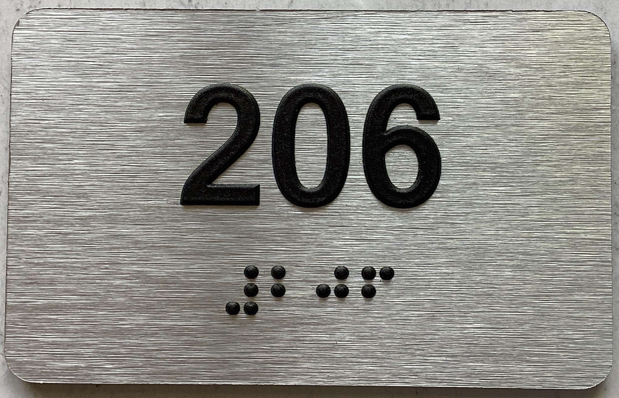 Apartment number sign - Unit number sign / Suite number sign comes with Raised letters & Grade 2 Braille - Includes Red Adhesive pad for Easy