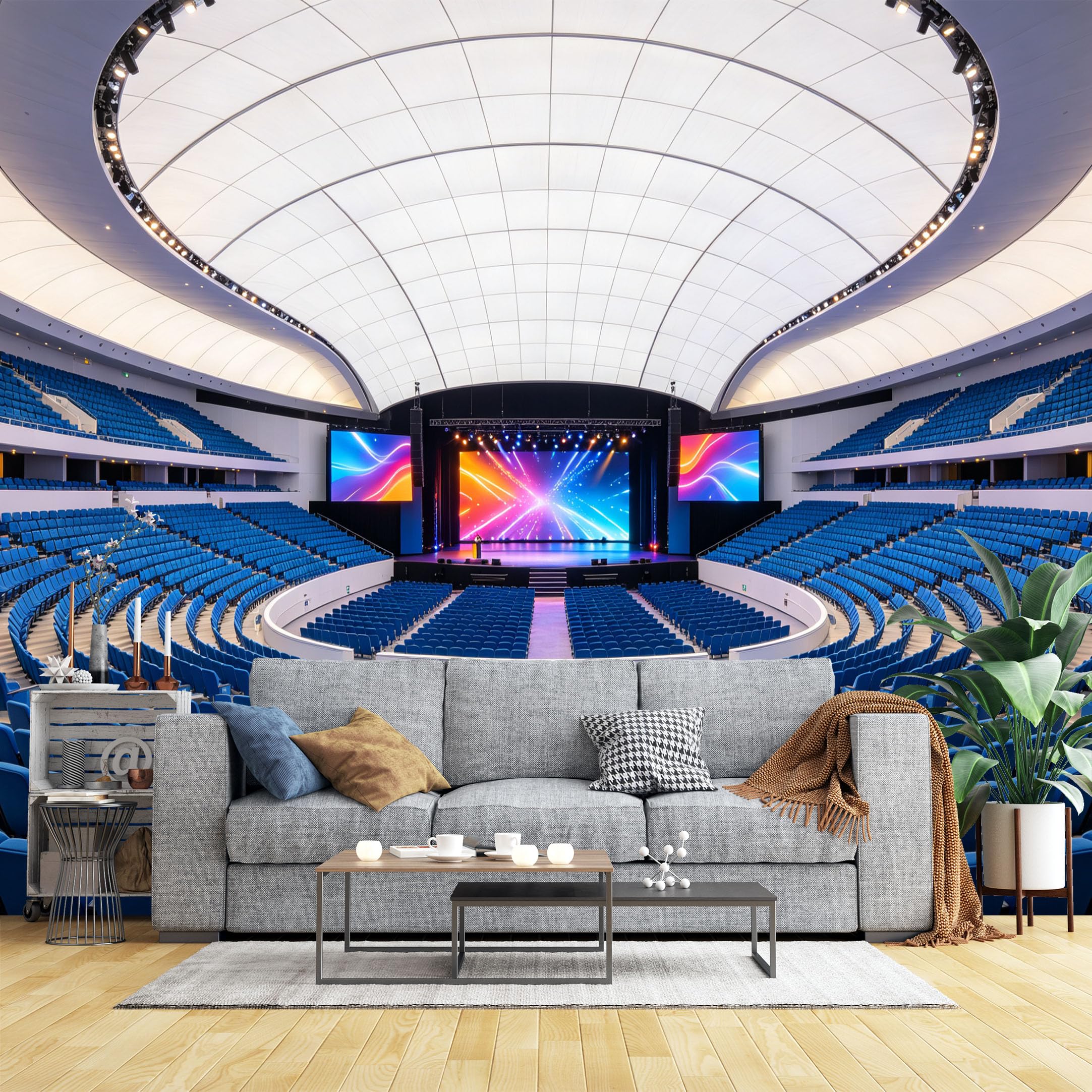 Lcythiazole Ch260604169 Custom Size Wall Murals Modern Dome Indoor Concert Hall Wall Murals Stage Interior Wallpaper Wall Covering Fabric Self-Adhesive Removable Wallpaper For Living Room