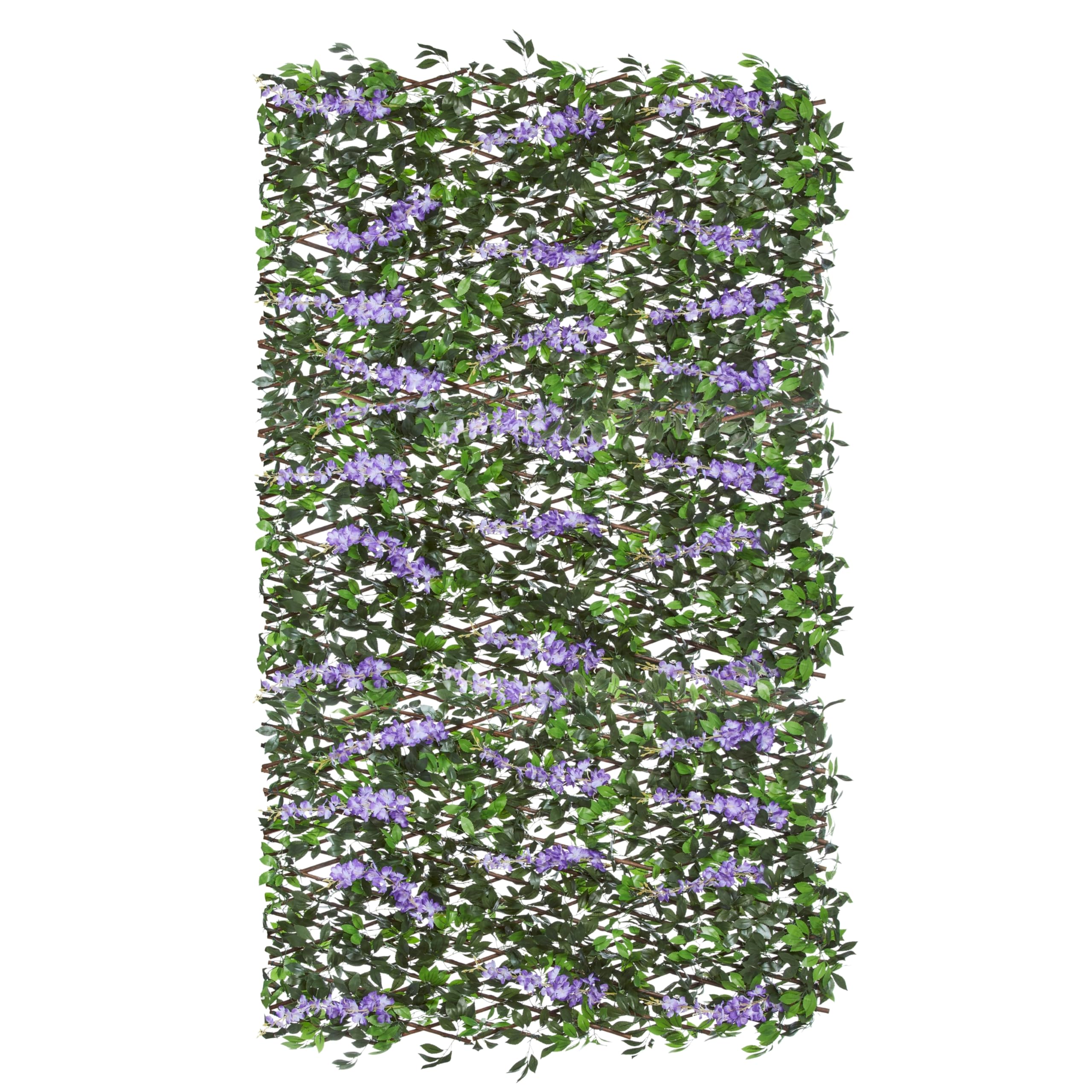 Garden Mile Treillis Feuilles et Fleurs de Glycine Artificielle Violette, Panneau pour Printemps et Été, Décoration de Jardin Grimpante