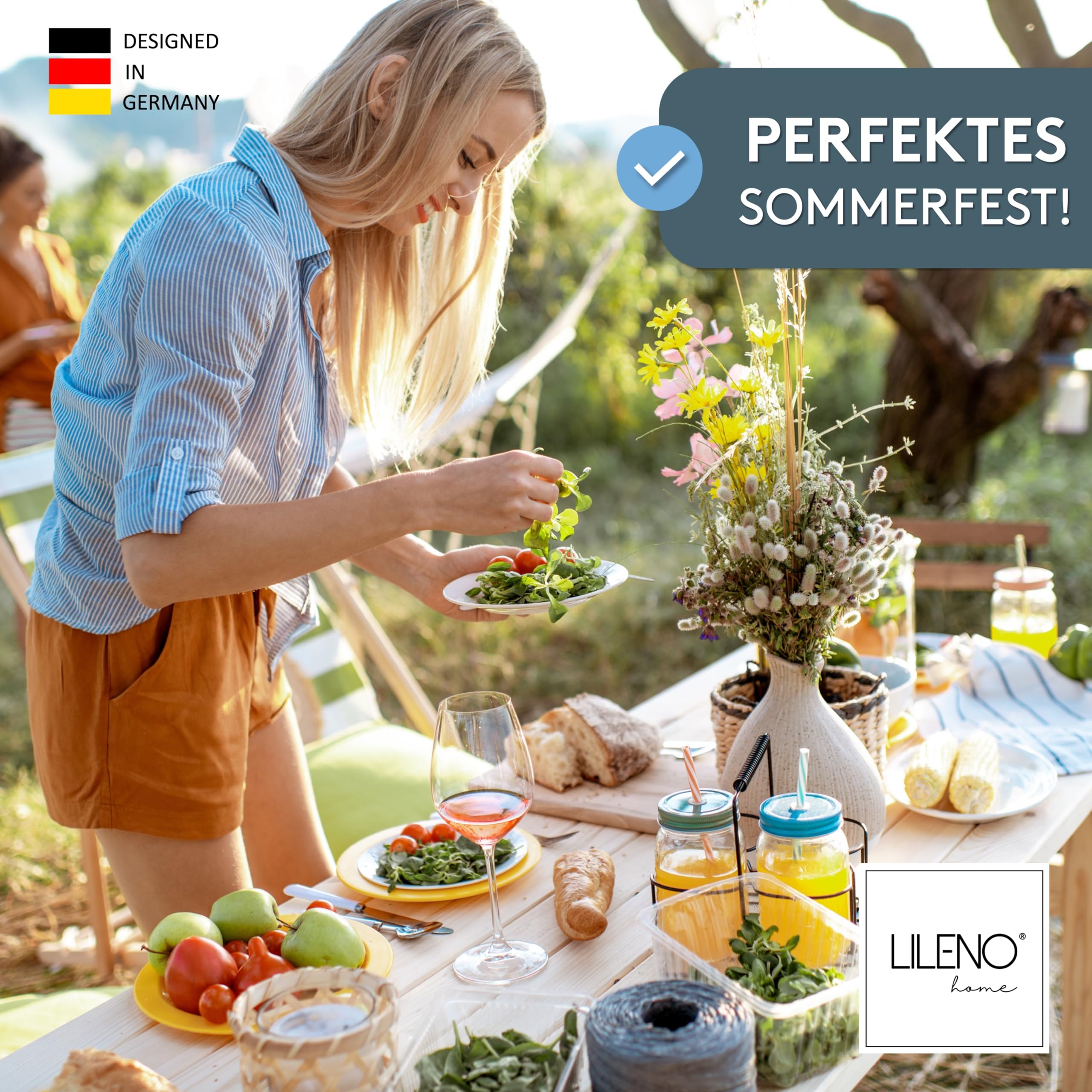 LILENO HOME Gartenstuhl Auflagen [2er Set - Niedriglehner] in Blau - Bequeme Liegen als Sitzauflagen für Gartenmöbel - Stuhlkissen für Gartenstühle und Klappstühle BAR