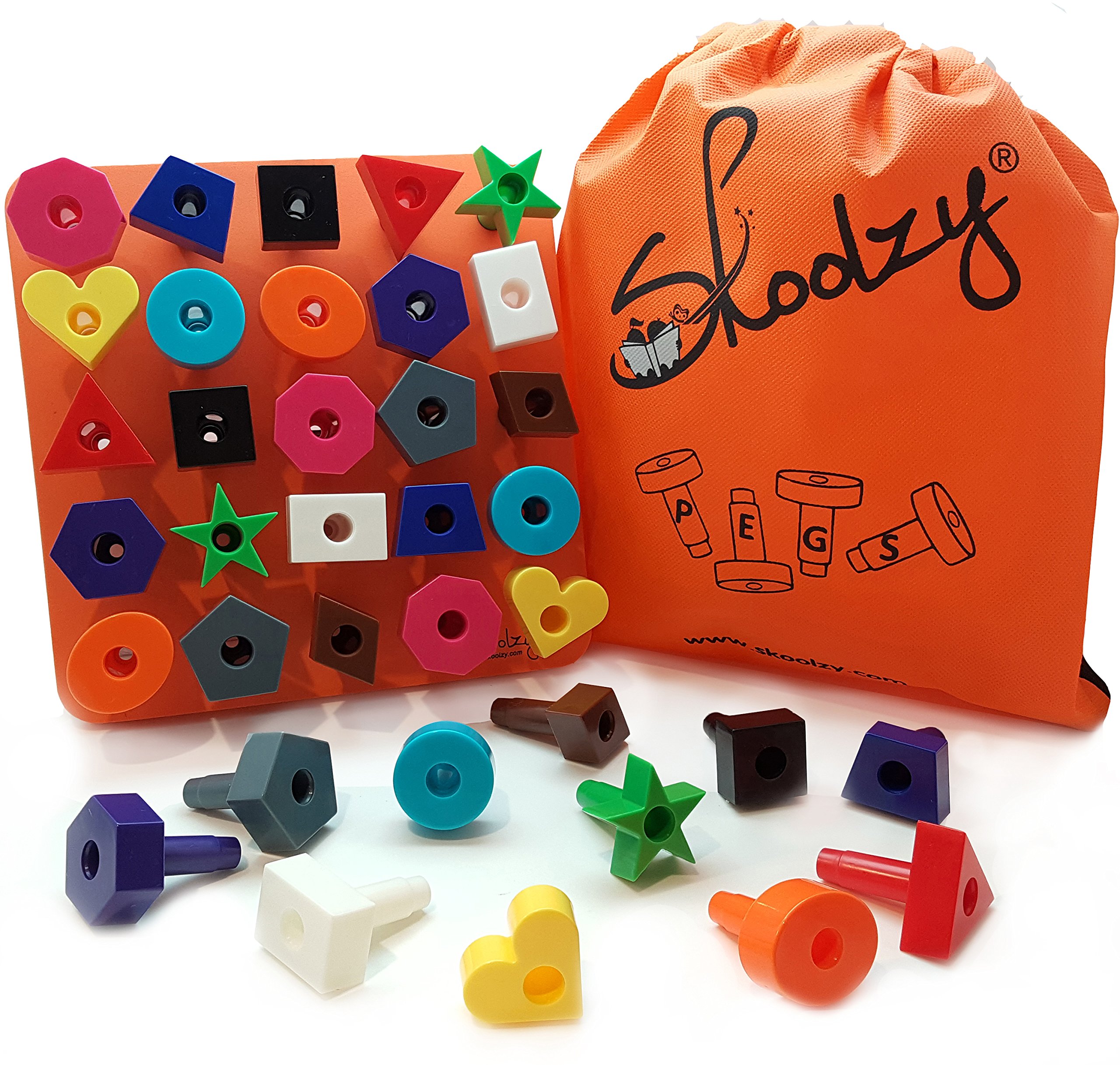 Skoolzy Peg Board Toddler Stacking Toys STEM Color Sorting Learning